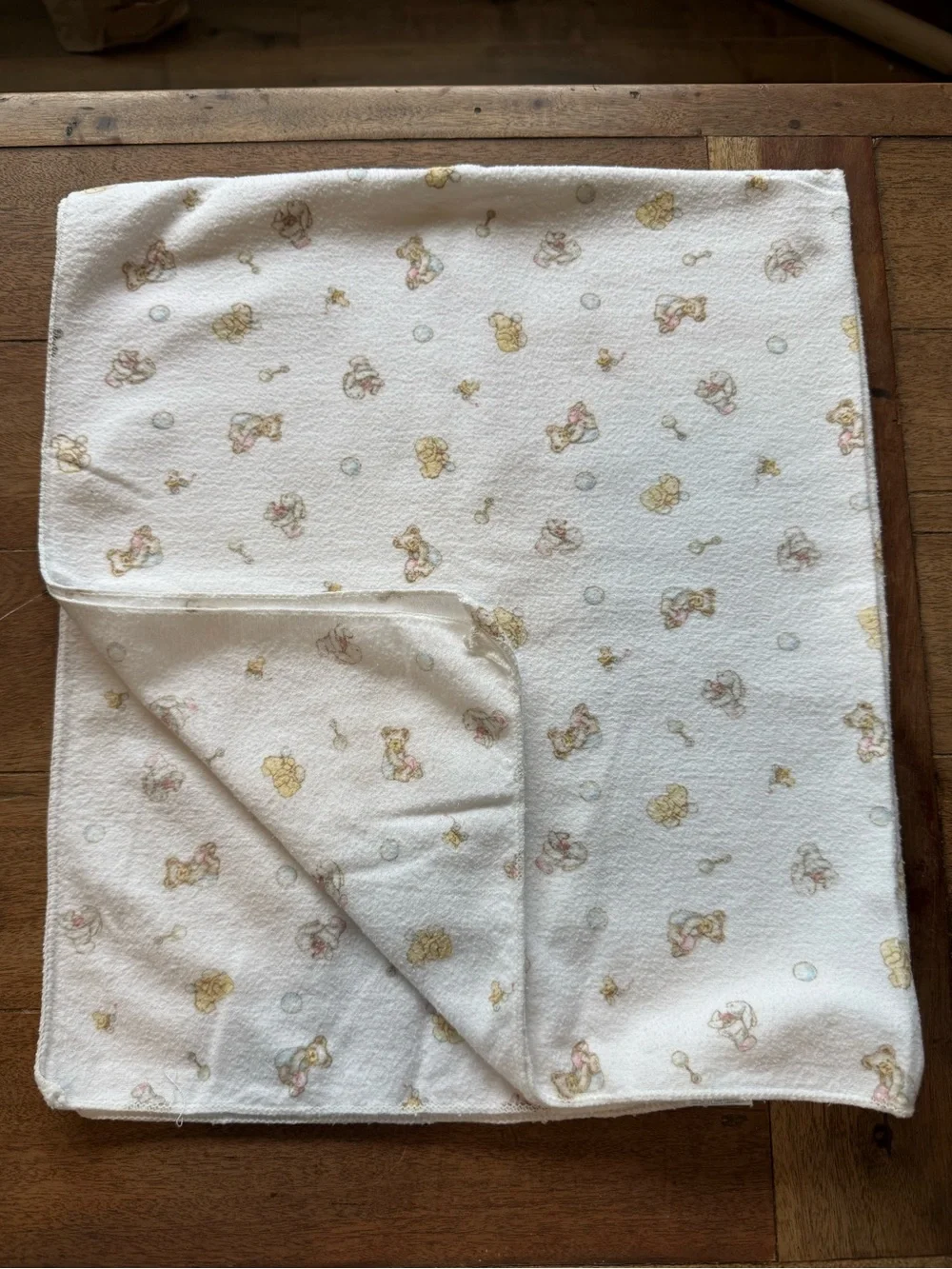 Vintage Carters Receiving Blanket Flannel Made in USA Bears & Bunnies